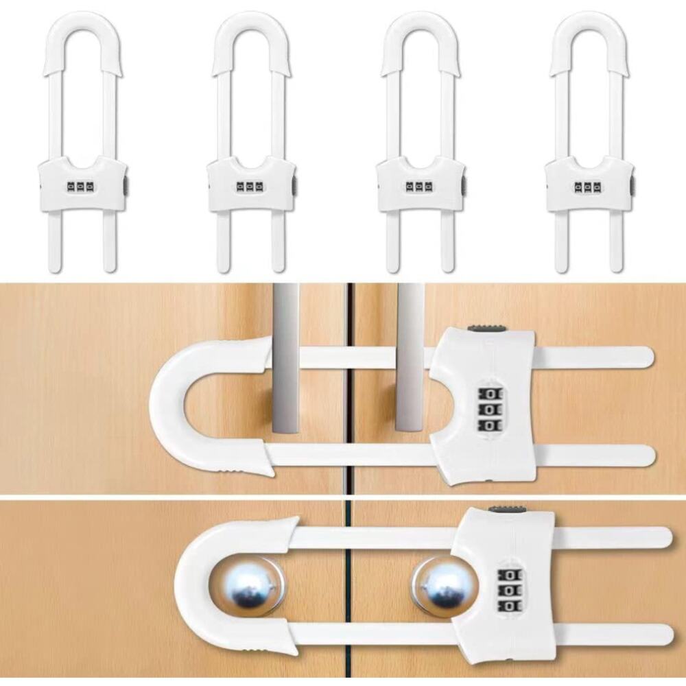 Sliding Adjustable Cabinet Locks, Childproof Latches for Knobs or Handles